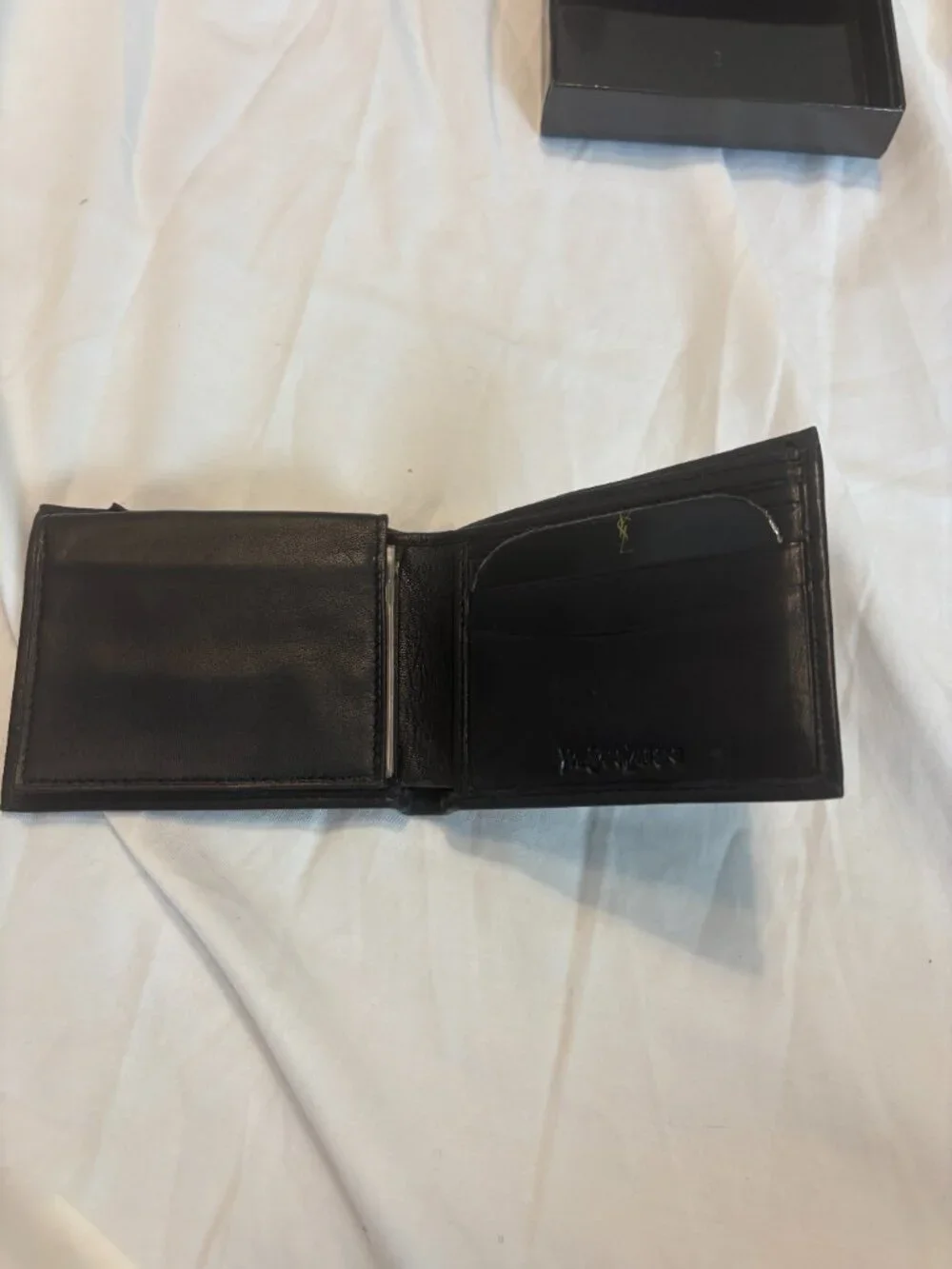 Vintage Yves Saint Laurent Passcase Billfold Wallet Black Leather NWT Boxed